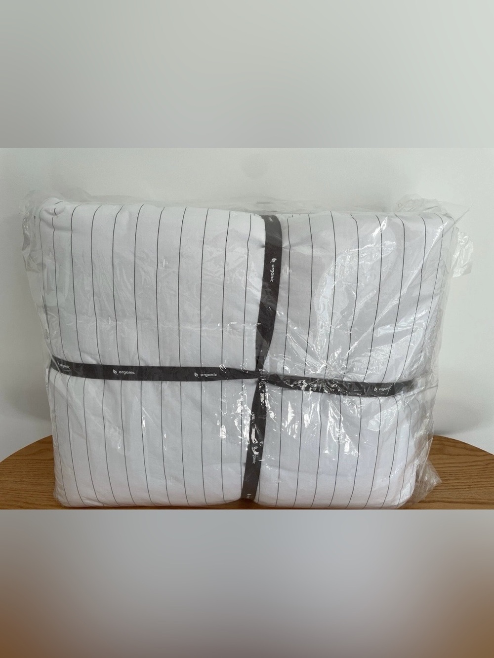 West Elm Gray White Stripe Reversible Organic Cotton King Comforter Blanket New